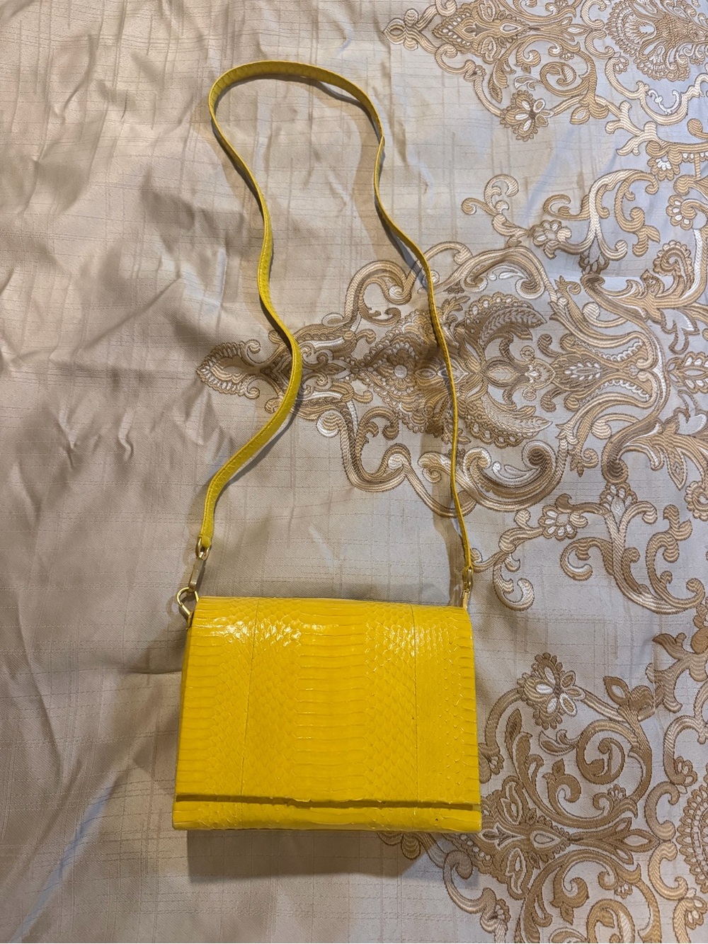 Nancy Gonzalez Yellow Faux Snakeskin Crossbody